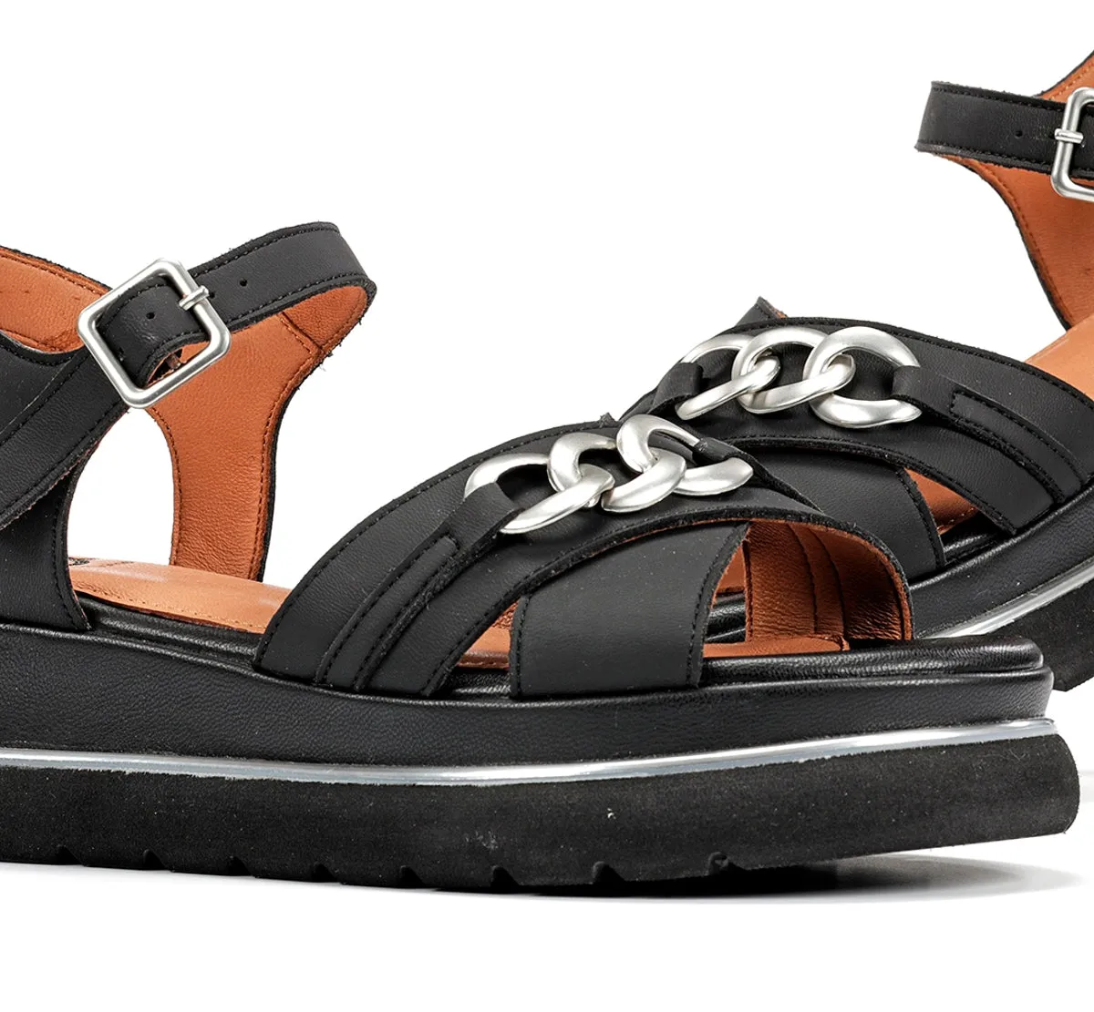 Fluchos Nika D9527 sandali donna neri fibbia