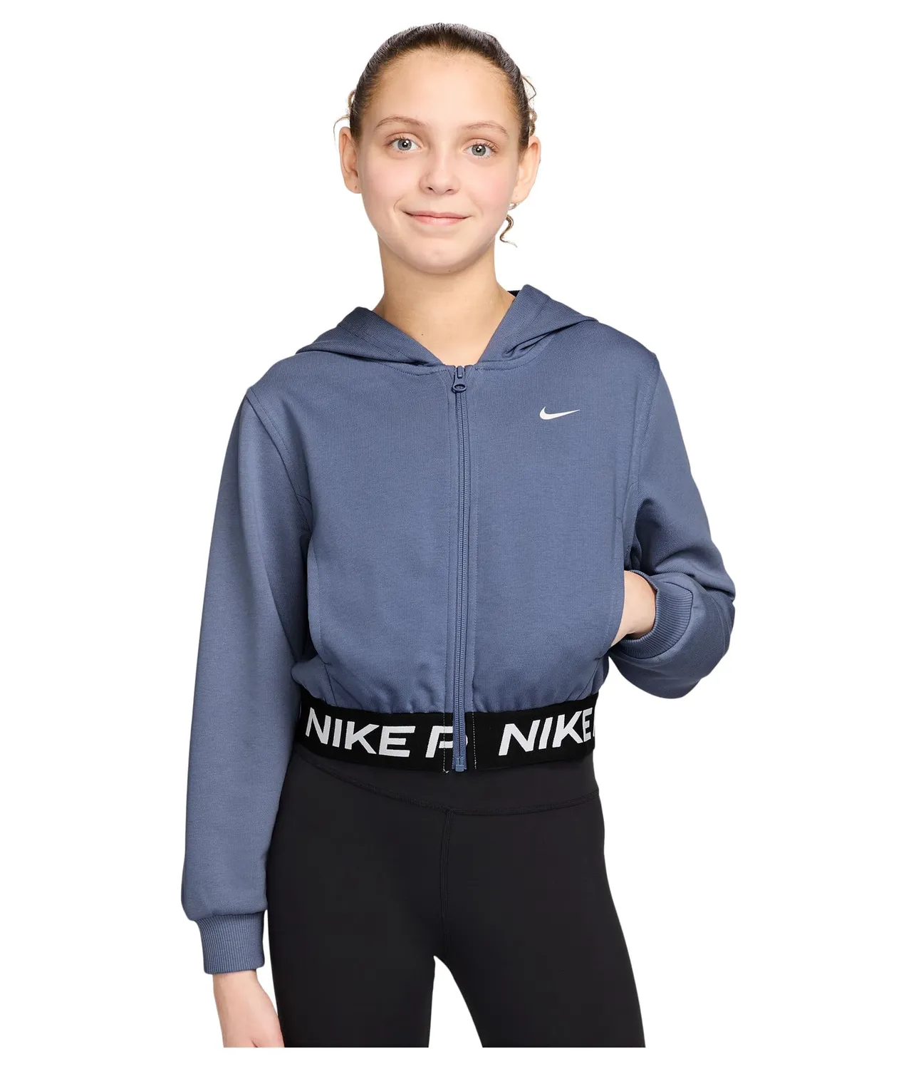 Nike Pro Fleece felpa bambina 8-9 anni blu