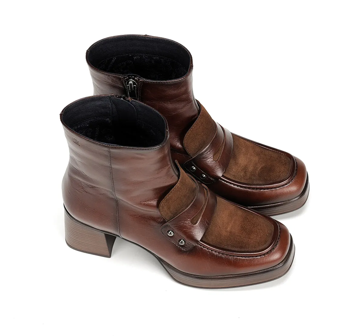 Fluchos Cristel D9158 tronchetti plateau marroni donna