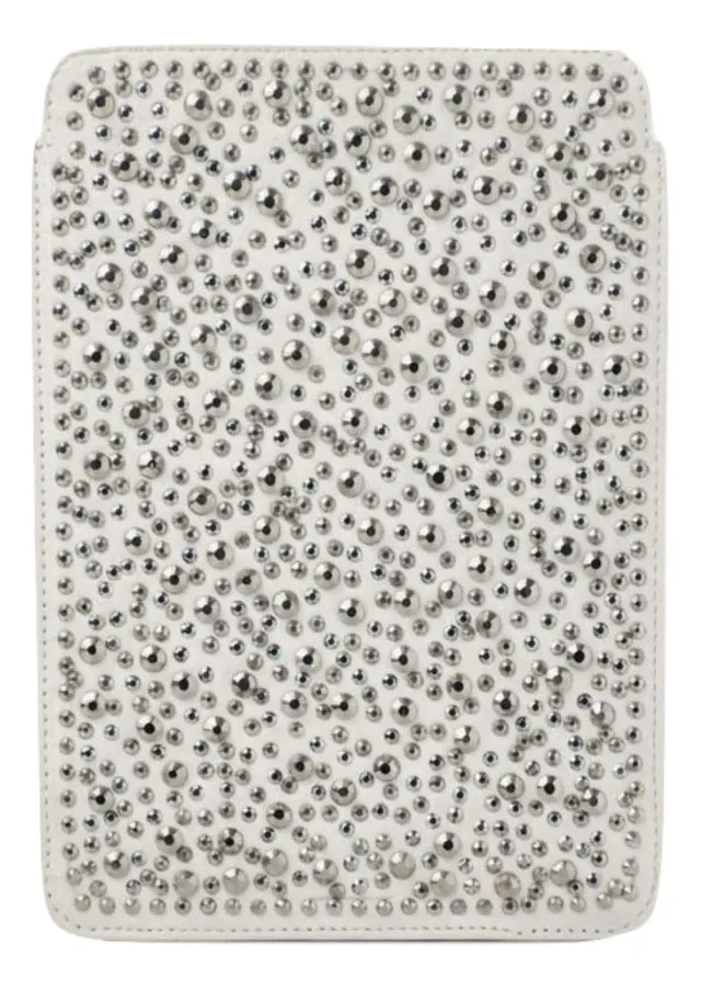 Alexander Smith Strass custodia tablet iPad bianca 14x20 pelle