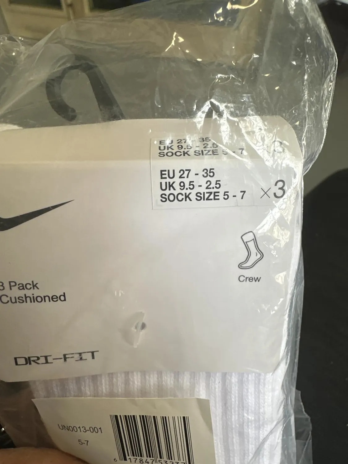 Nike Socks calze sportive unisex 3 paia cotone bianche