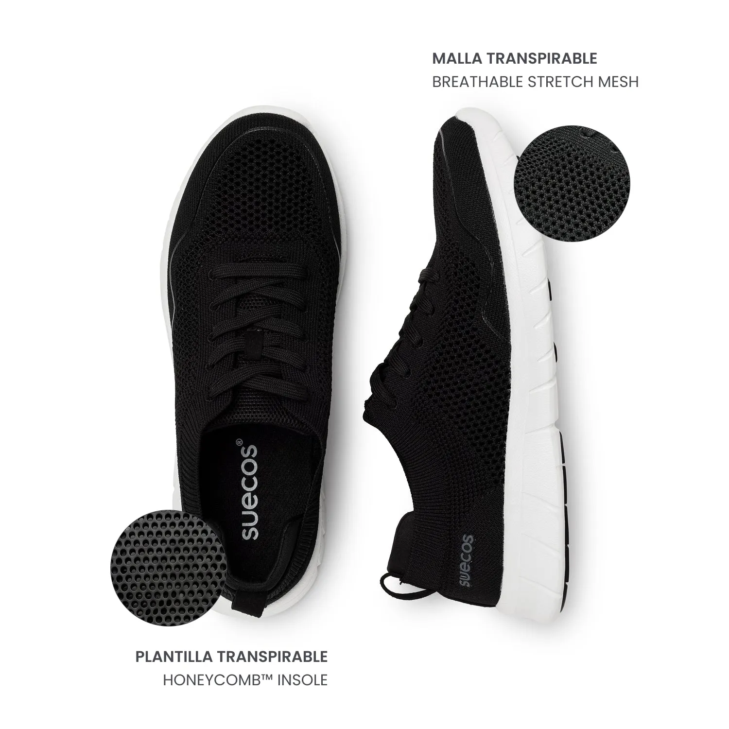 Suecos Lätt scarpe lavoro nero bianco traspiranti