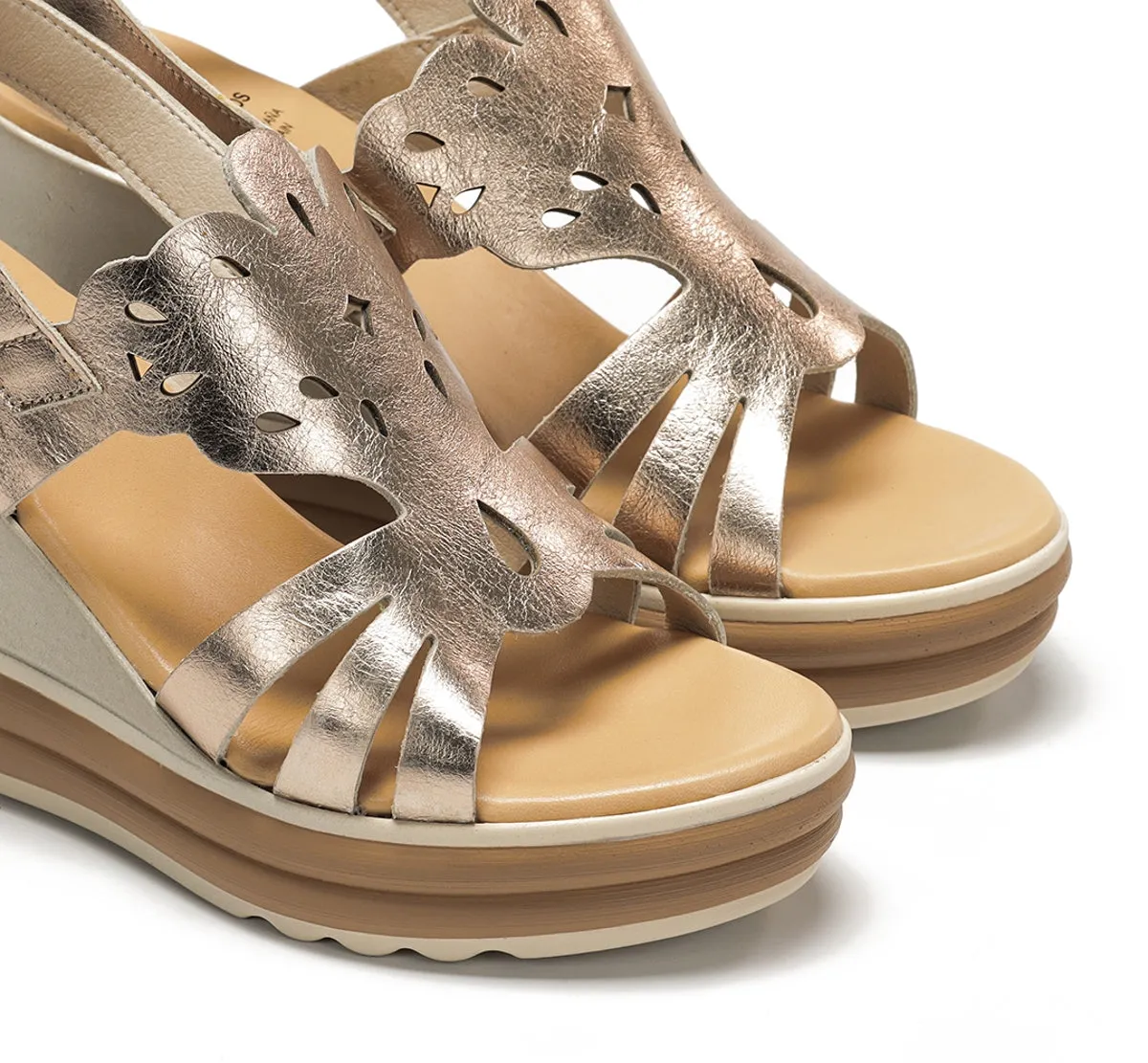 Dorking Diane D9697 sandali zeppa donna oro fibbia