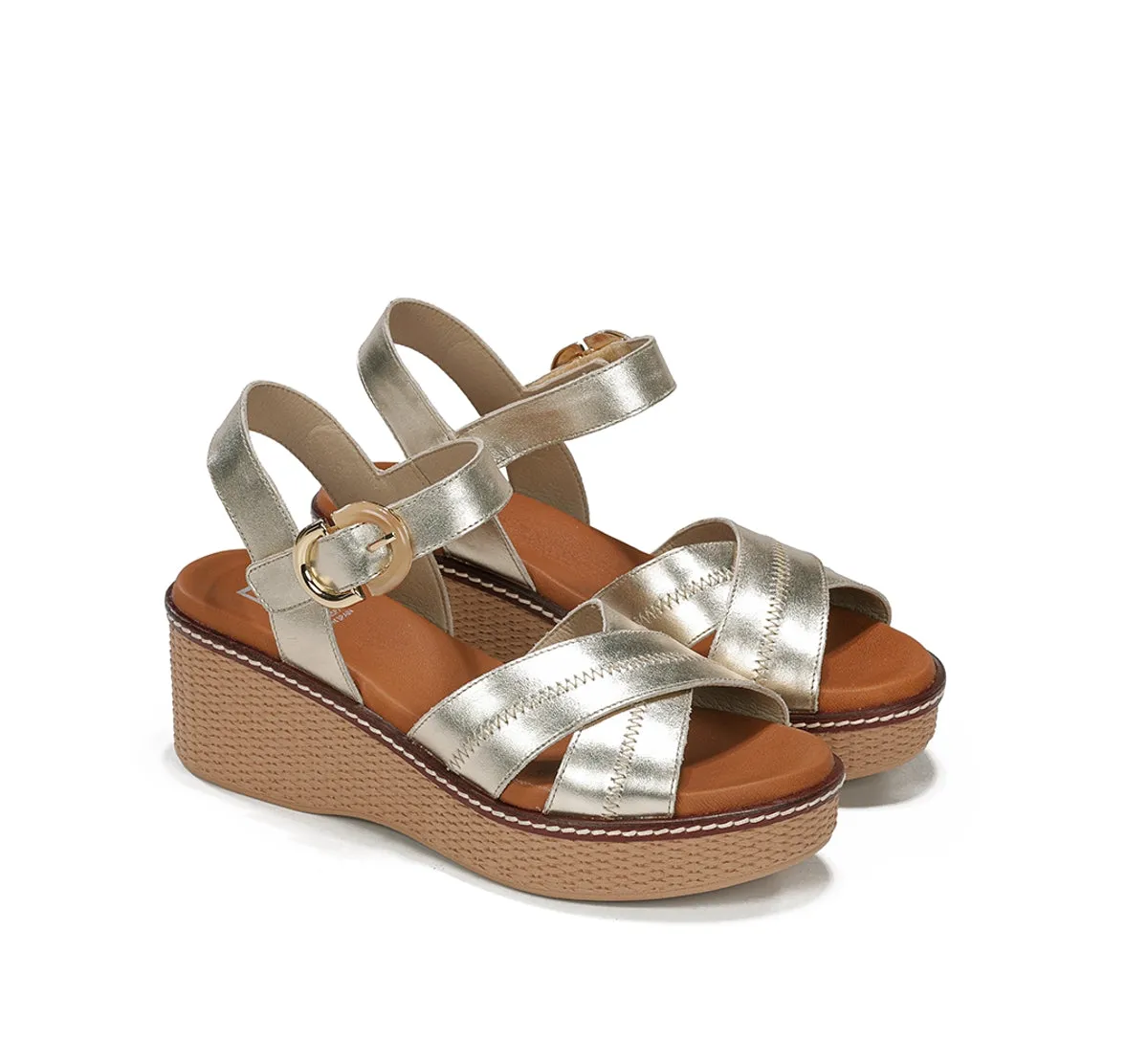 Fluchos Nido D9640 sandalo zeppa donna dorato