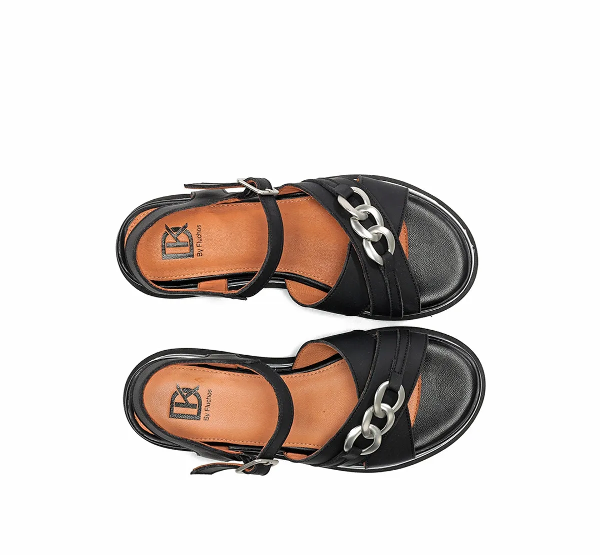 Fluchos Nika D9527 sandali donna neri fibbia