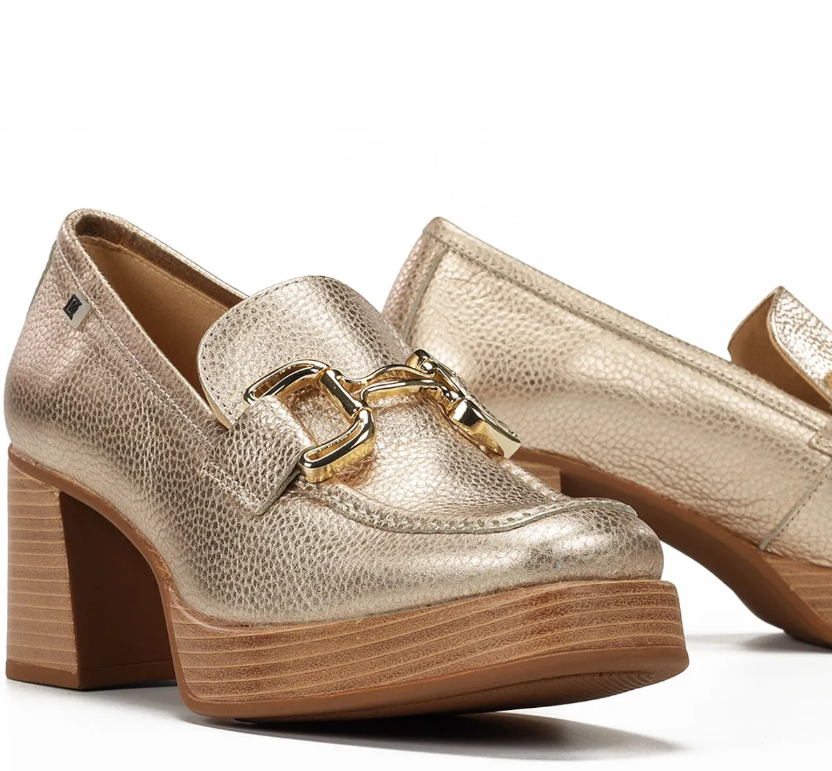 Fluchos Cristel D9438 Mocassino Dorato Zeppa