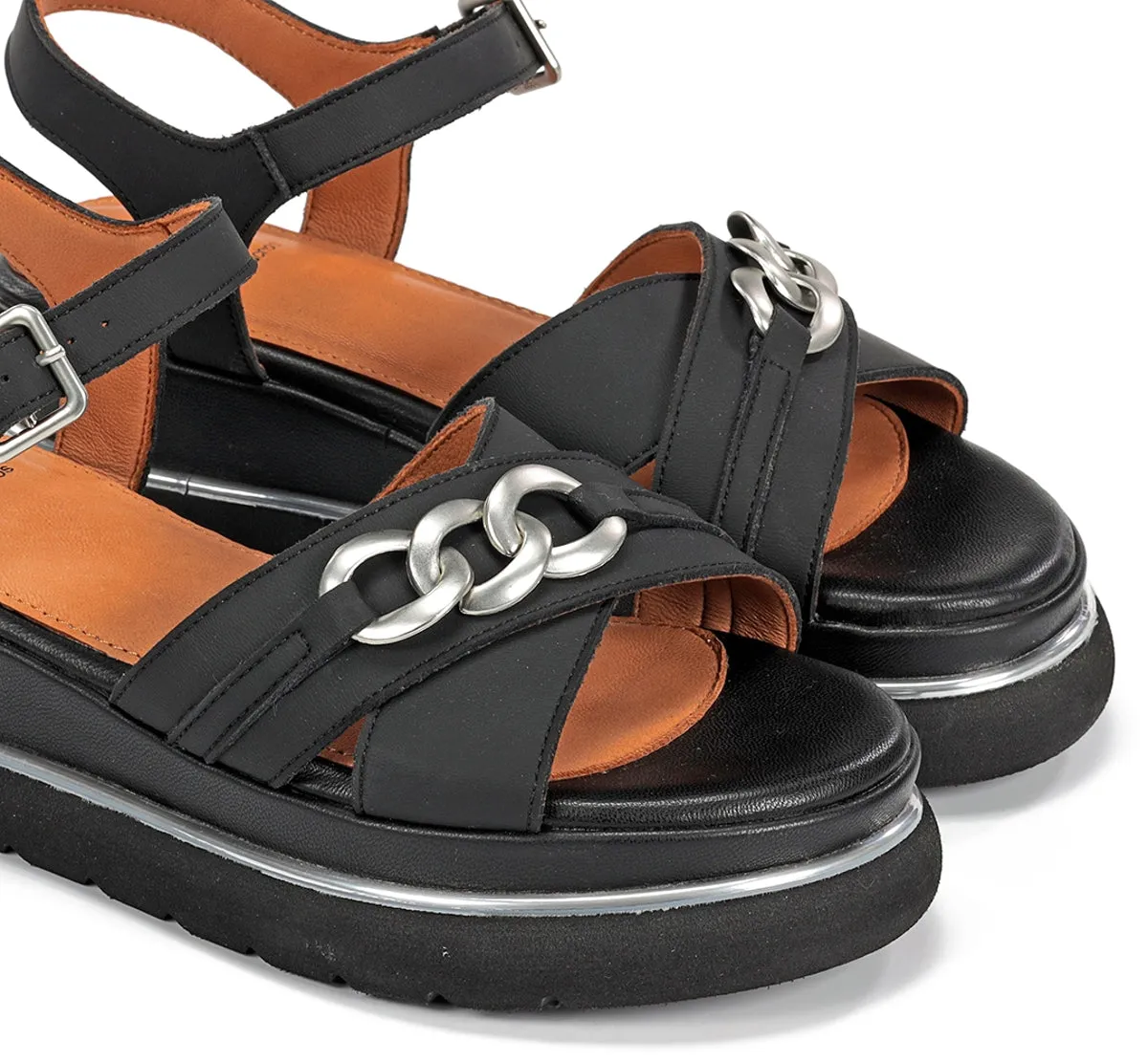 Fluchos Nika D9527 sandali donna neri fibbia