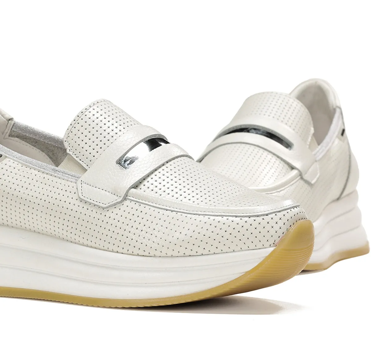 Fluchos Draz D9243 Mocassini Bianco Platform