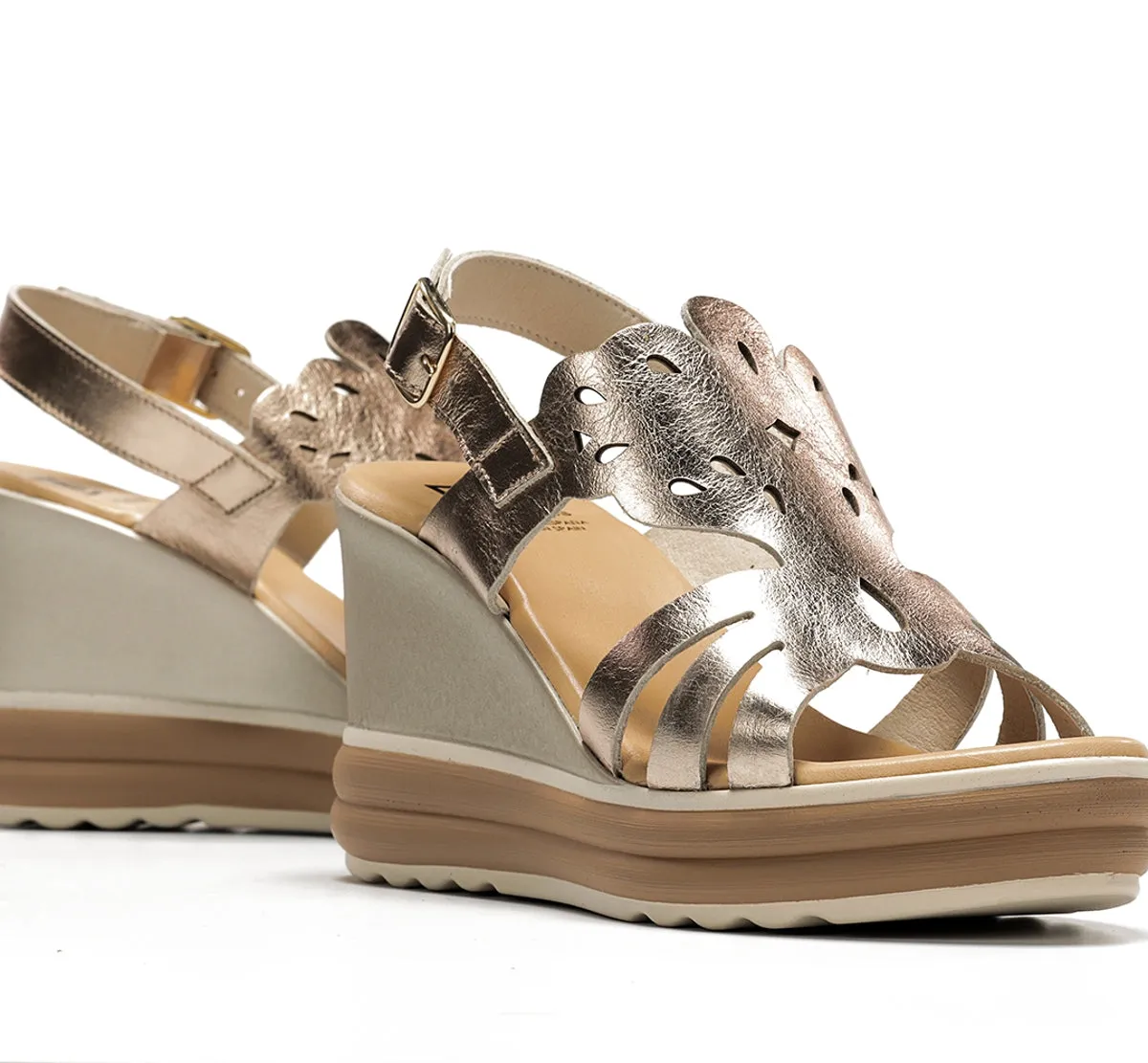 Dorking Diane D9697 sandali zeppa donna oro fibbia