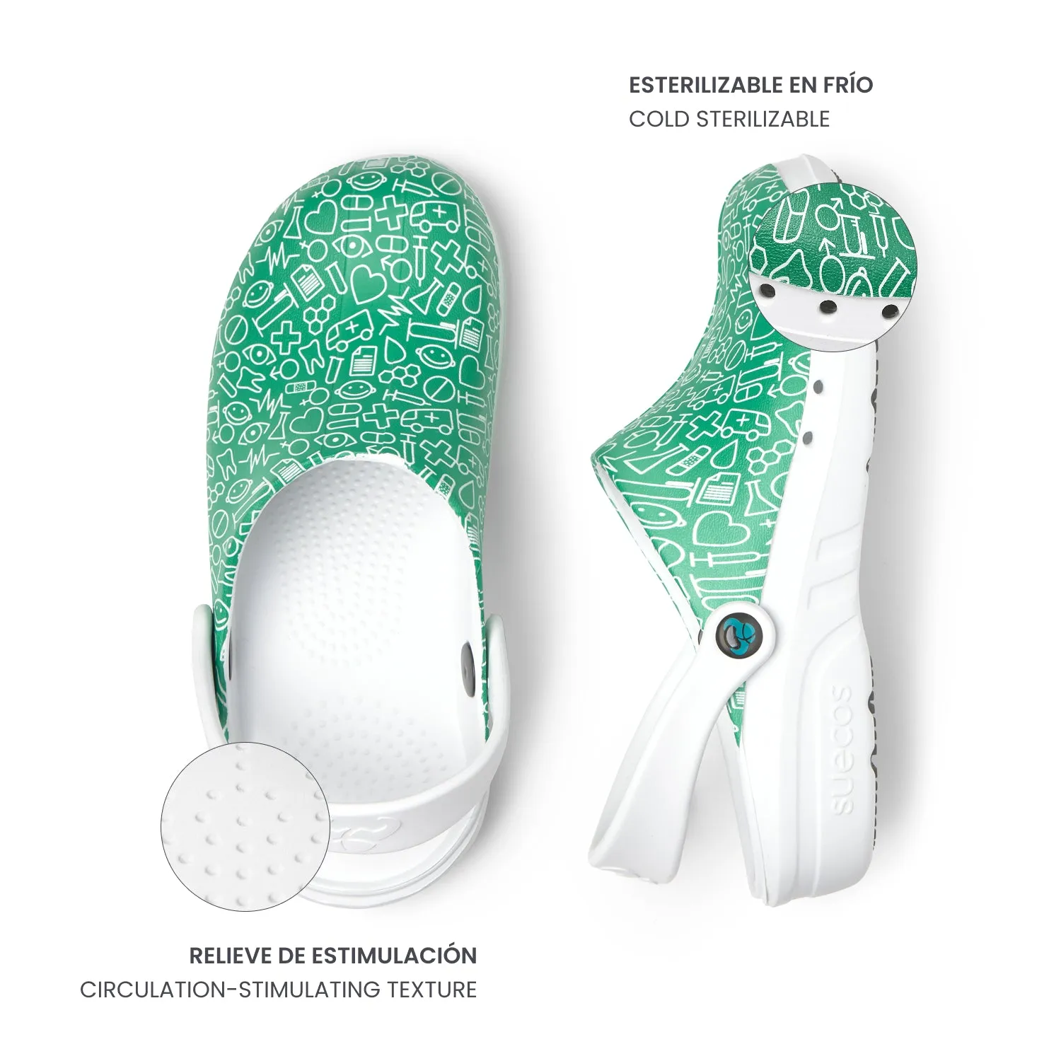 Suecos Oden+ Green Print zoccoli verdi sanitari