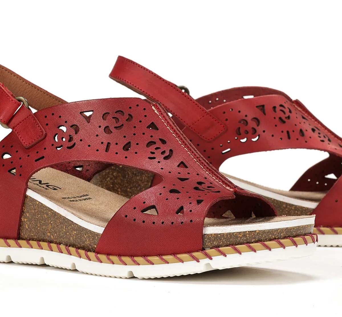 Dorking Gold D9319 sandali zeppa rossi donna