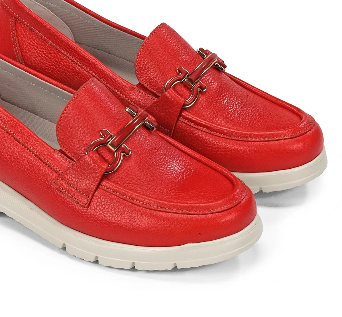 Fluchos Gladis F1936 mocassini donna rosso pelle