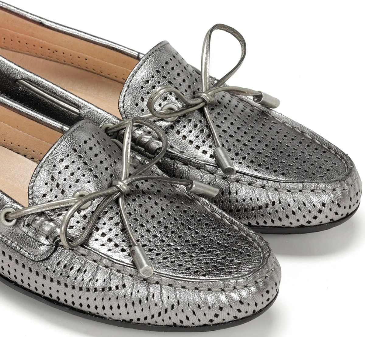 Fluchos Bruni F1428 mocassini donna argento pelle