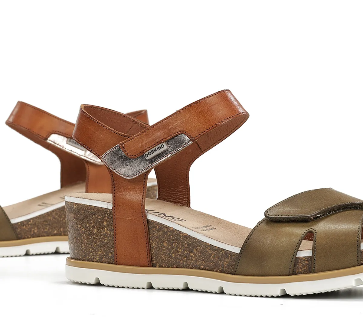 Dorking Gold D9512 sandali donna verdi zeppa comoda