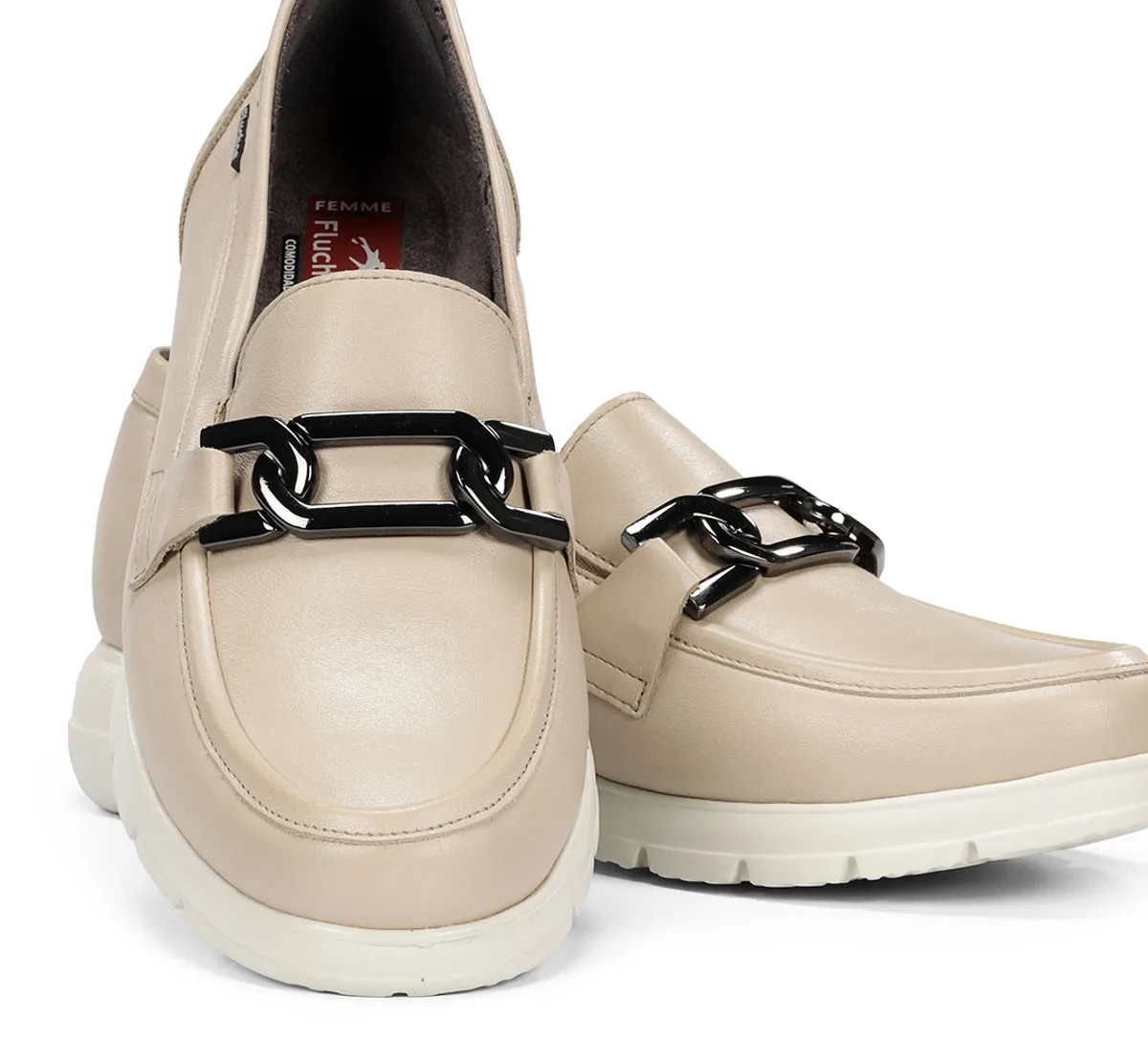Fluchos Gladis F1794 mocassini donna tortora leggeri
