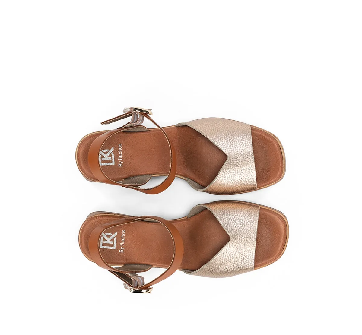 Fluchos Diamond D9287 sandali donna oro tacco largo