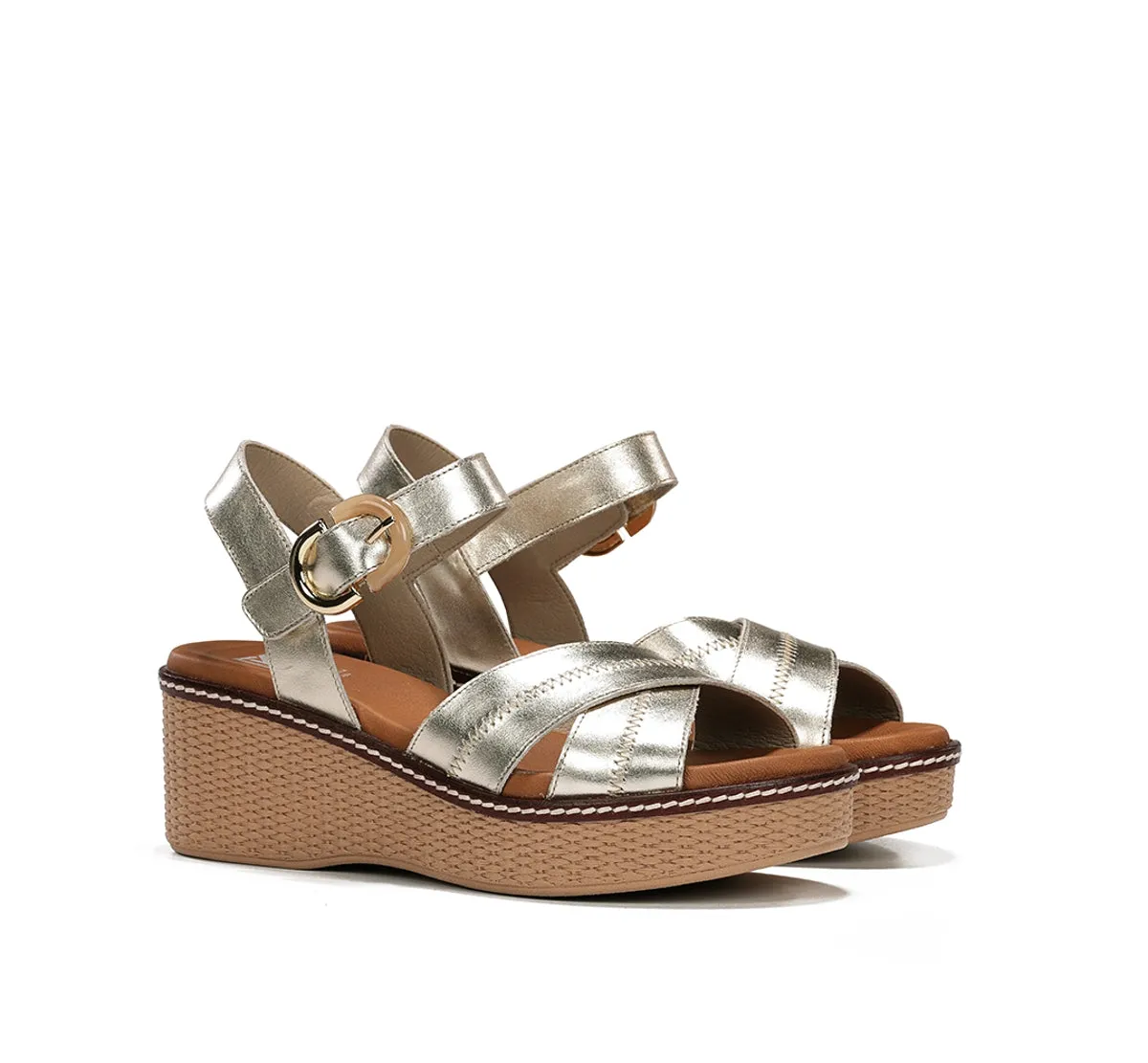 Fluchos Nido D9640 sandalo zeppa donna dorato