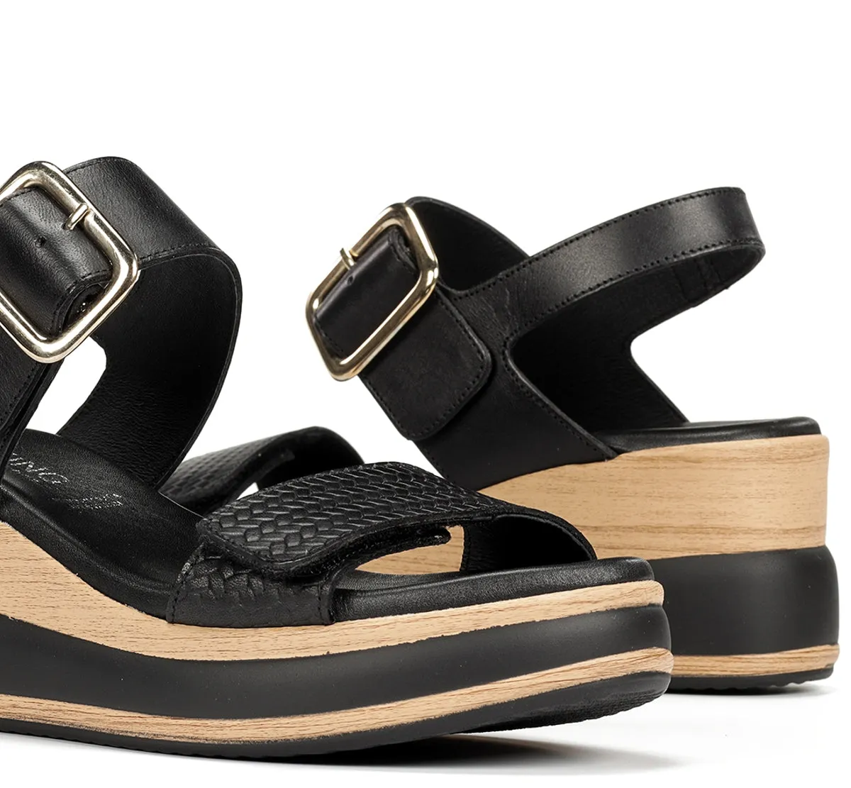 Dorking Prince D9642 Sandali Donna Neri con Zeppa