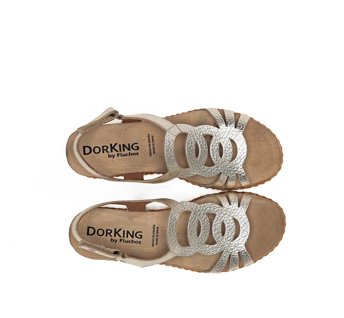Fluchos Sport D9322 Sandali Donna Oro Chiusura Velcro