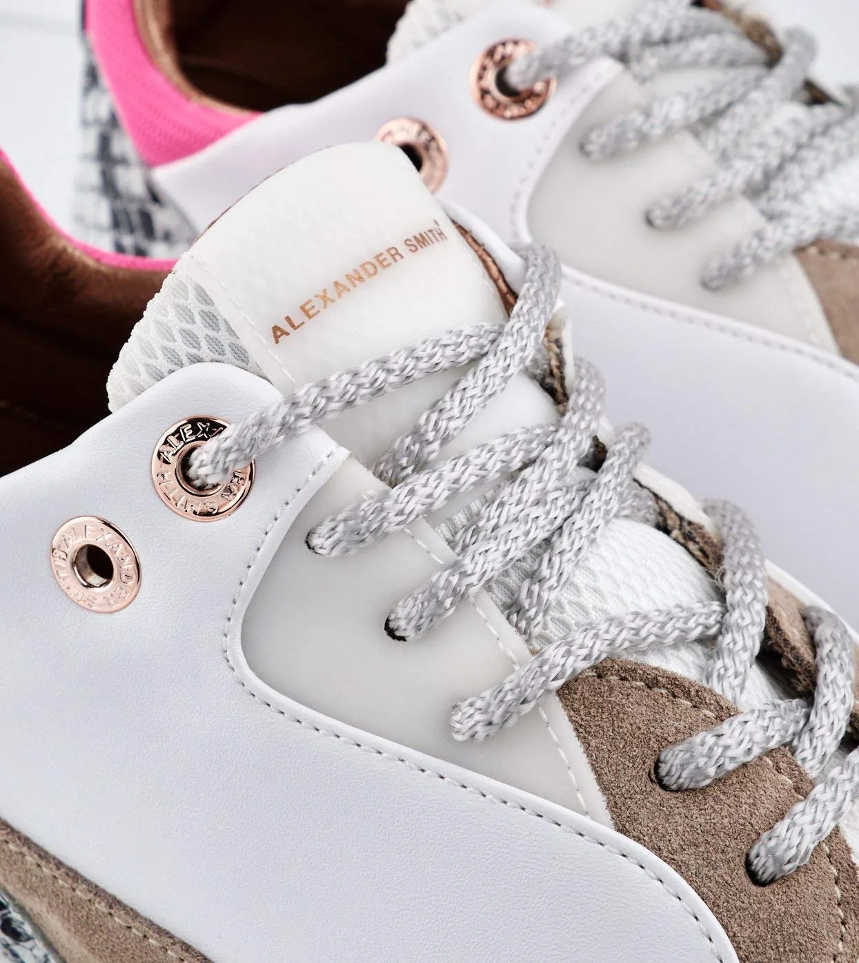 Alexander Smith London Eye sneakers donna white fluo pink plateau