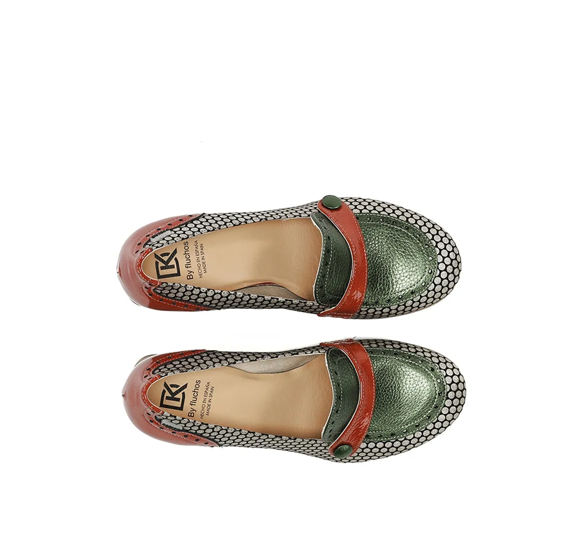 Fluchos Daci D9676 mocassini donna verdi tacco geometrico