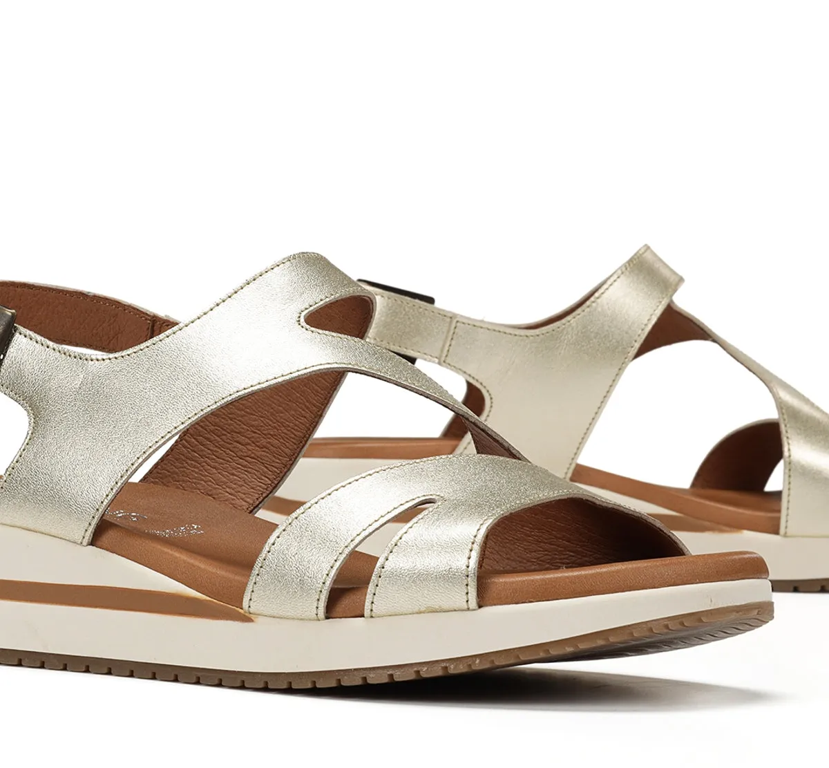 Fluchos Merlo D9688 sandali donna oro zeppa bassa