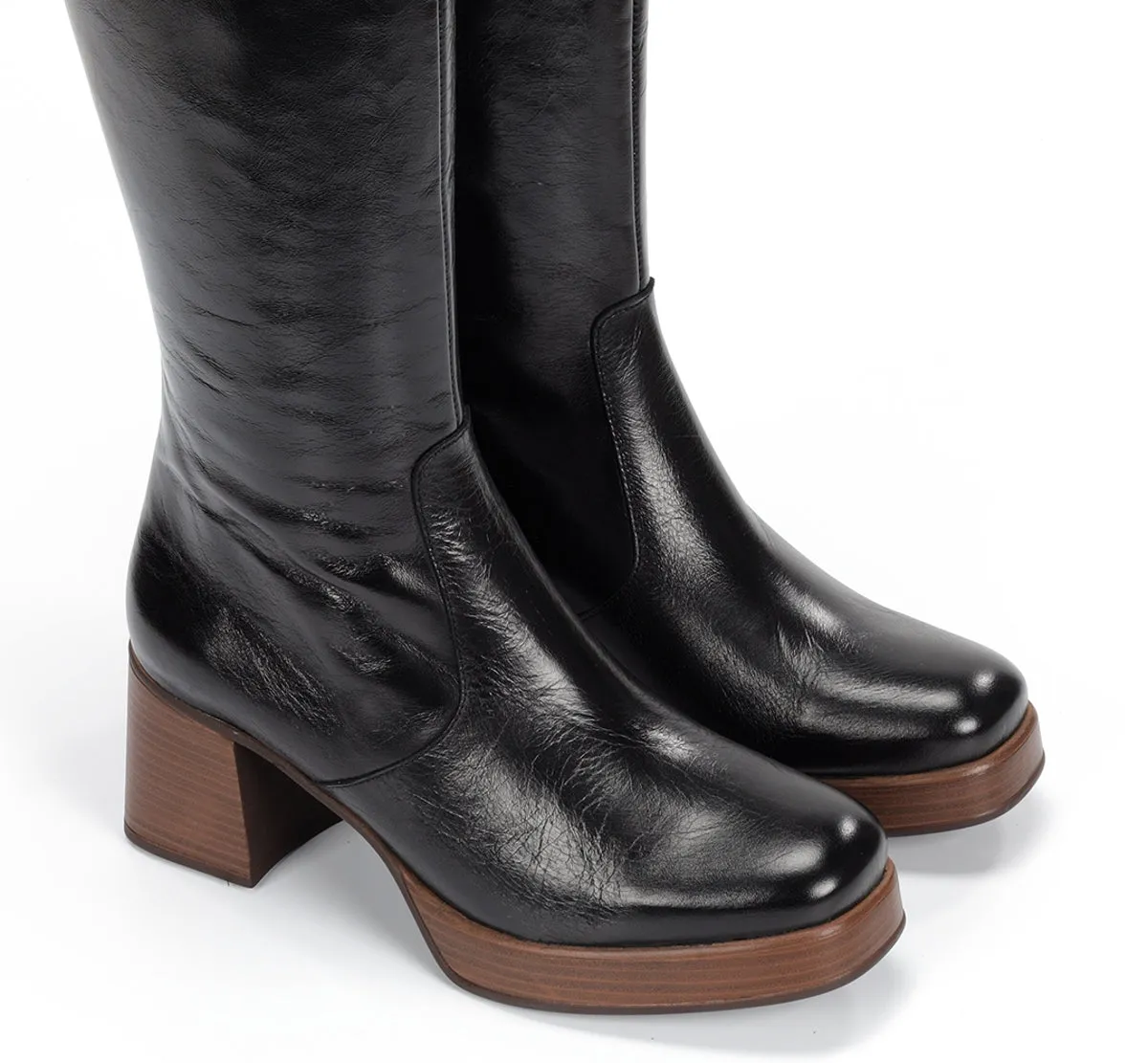 Fluchos Cristel D9339 Stivali Donna Neri Plateau