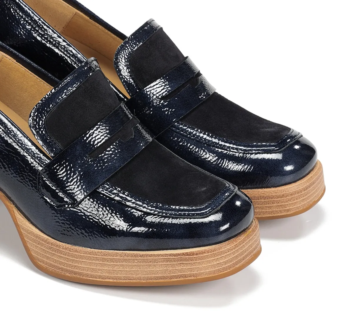 Dorking Cristel D9439 mocassini donna blu zeppa