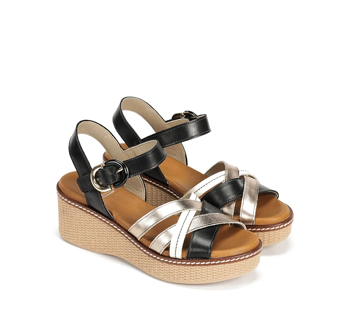 Fluchos Nido D9639 sandali donna neri zeppa