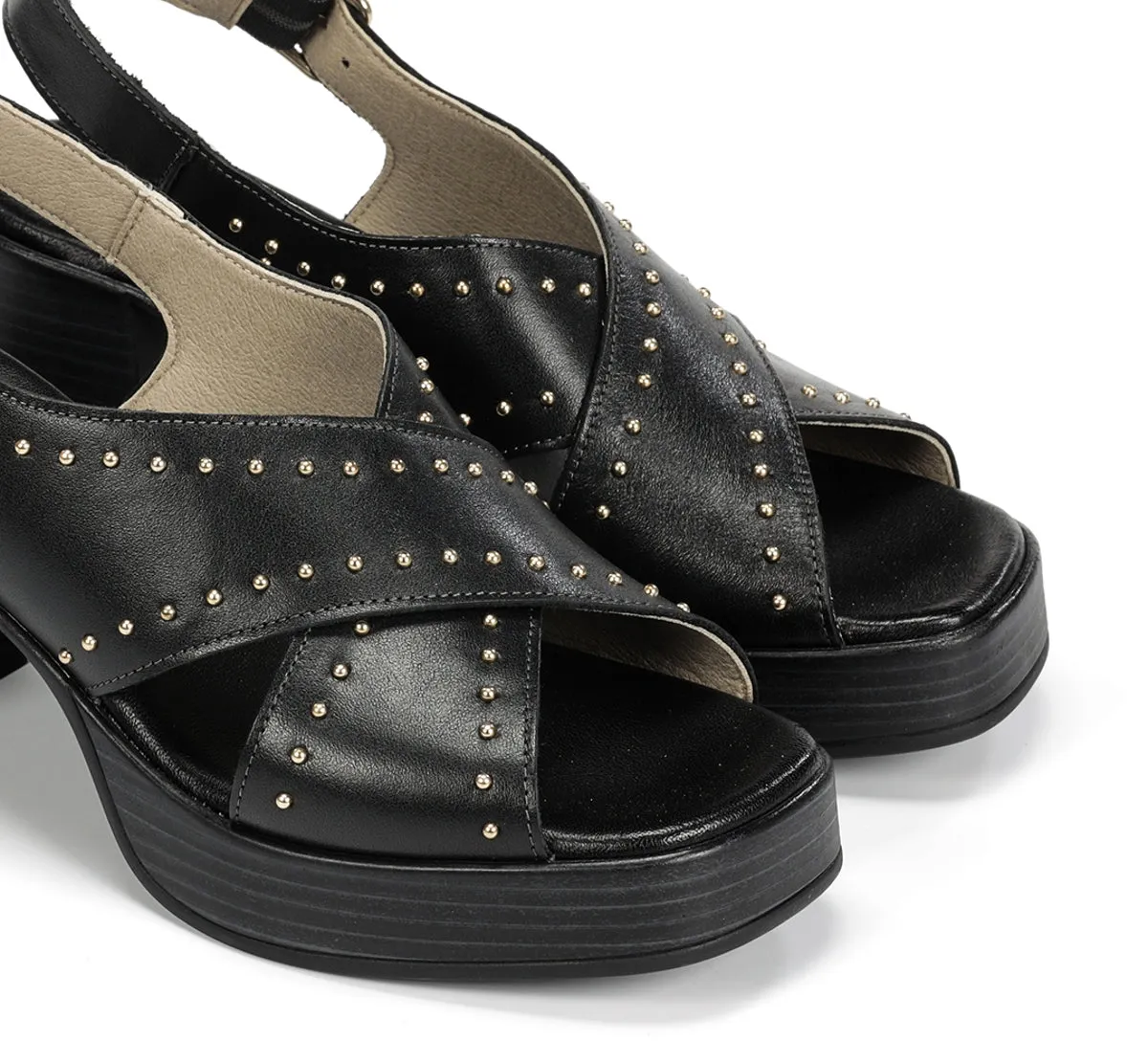 Fluchos Diamond D9333 sandali donna neri tacco largo