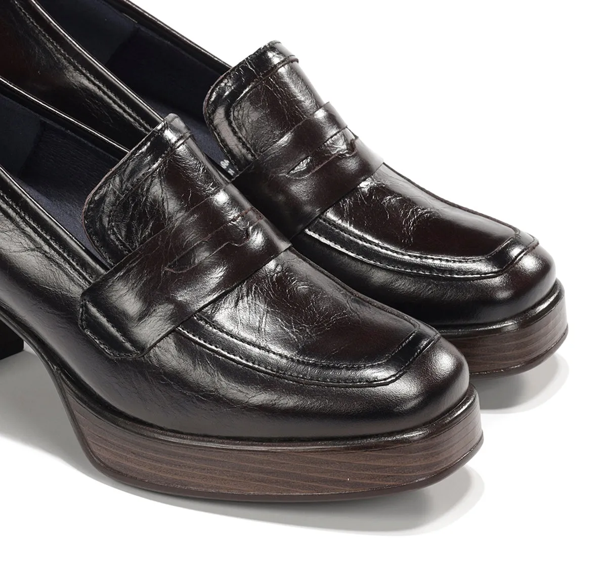Fluchos Cristel D9334 mocassini donna marroni platform