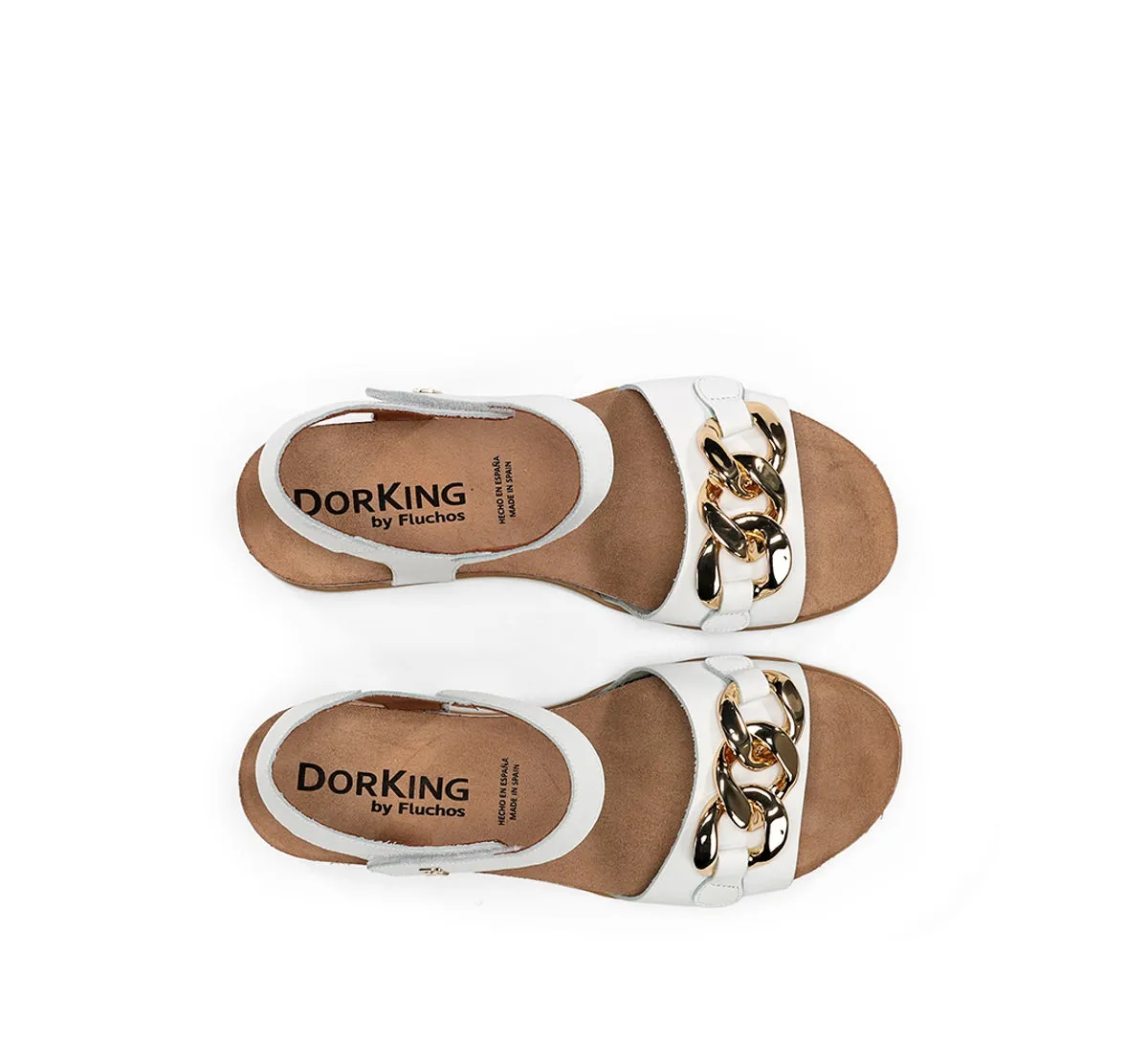Fluchos Gold D9511 sandali con zeppa bianchi donna