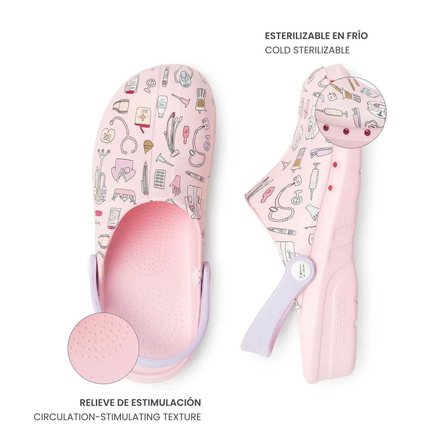Suecos Oden+ zoccoli sanitari donna rosa fantasia