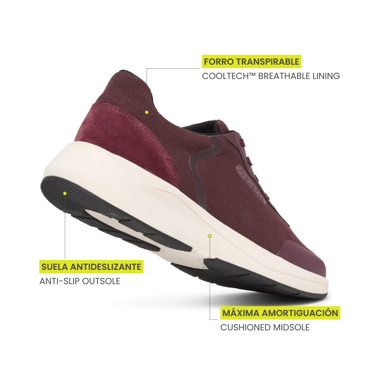Suecos Vinter scarpe bordeaux idrorepellenti