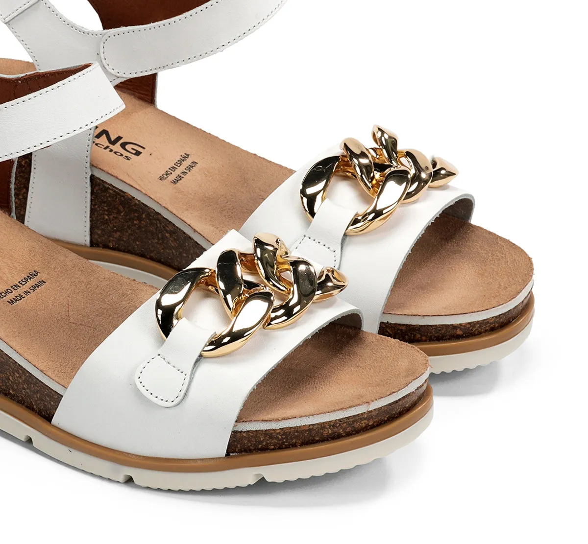 Fluchos Gold D9511 sandali con zeppa bianchi donna