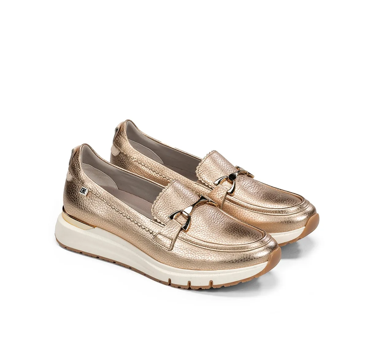 Fluchos Serena D9047 mocassini oro donna comodi