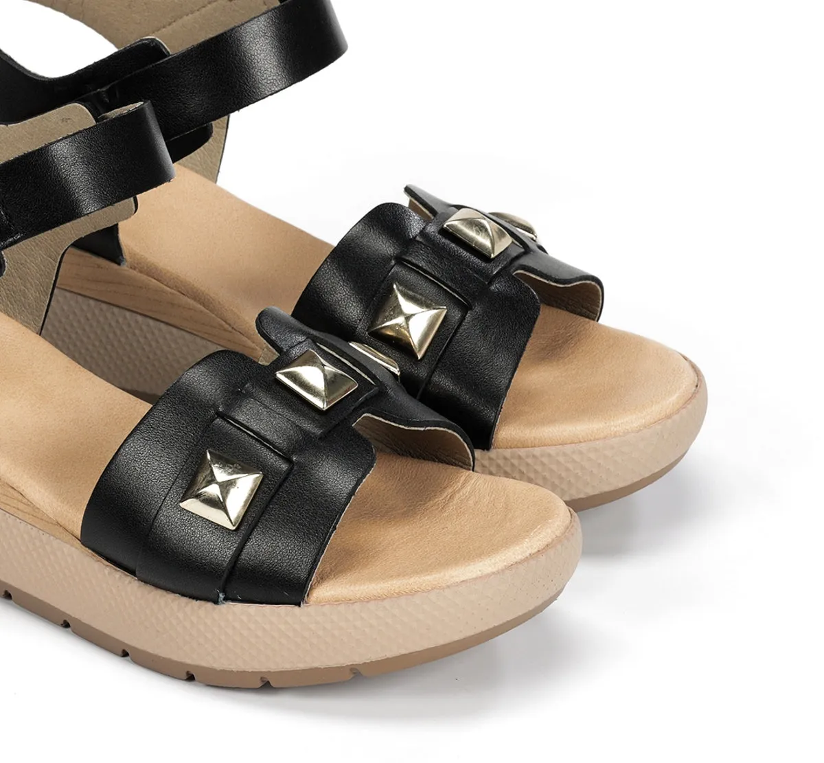 Fluchos Ever D9497 sandali donna neri fibbia