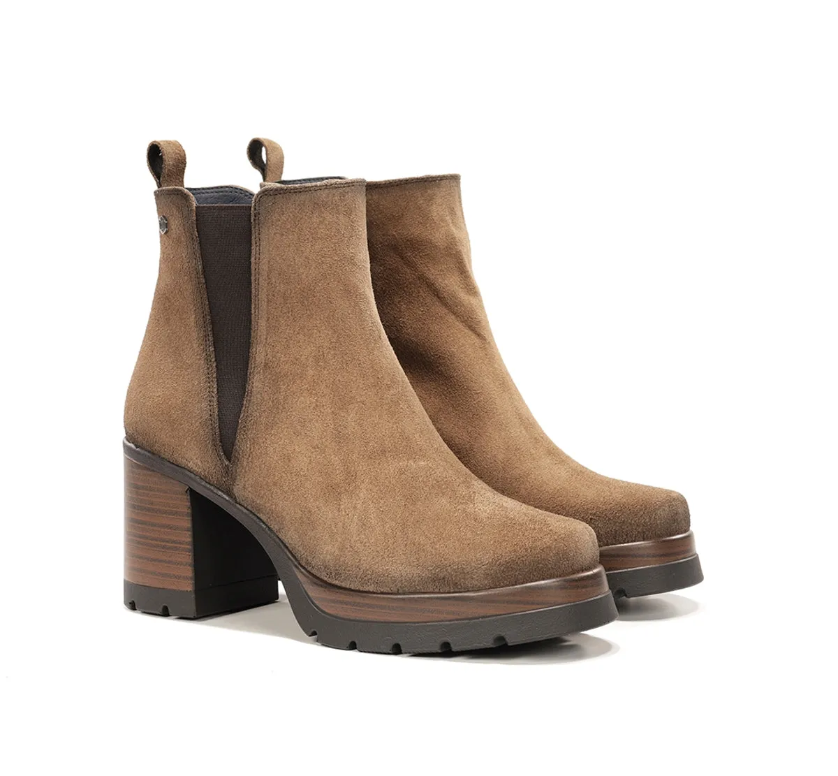 Fluchos Safe D9414 tronchetto taupe tacco legno