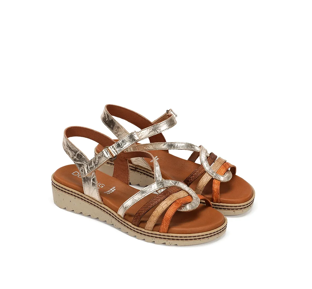 Dorking Espe D9113 sandalo donna oro velcro
