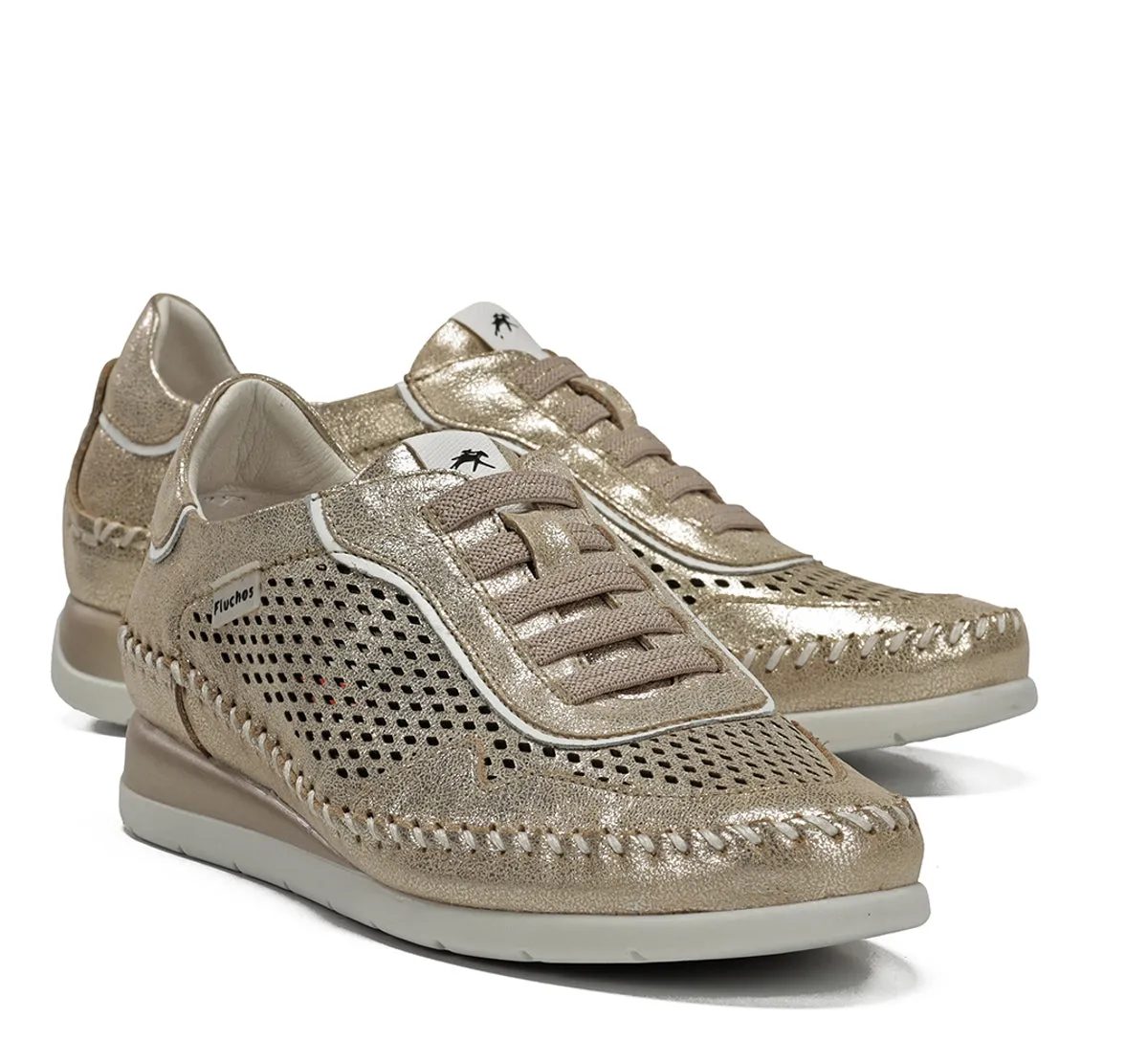 Fluchos Sella F2249 sneakers donna oro con zeppa