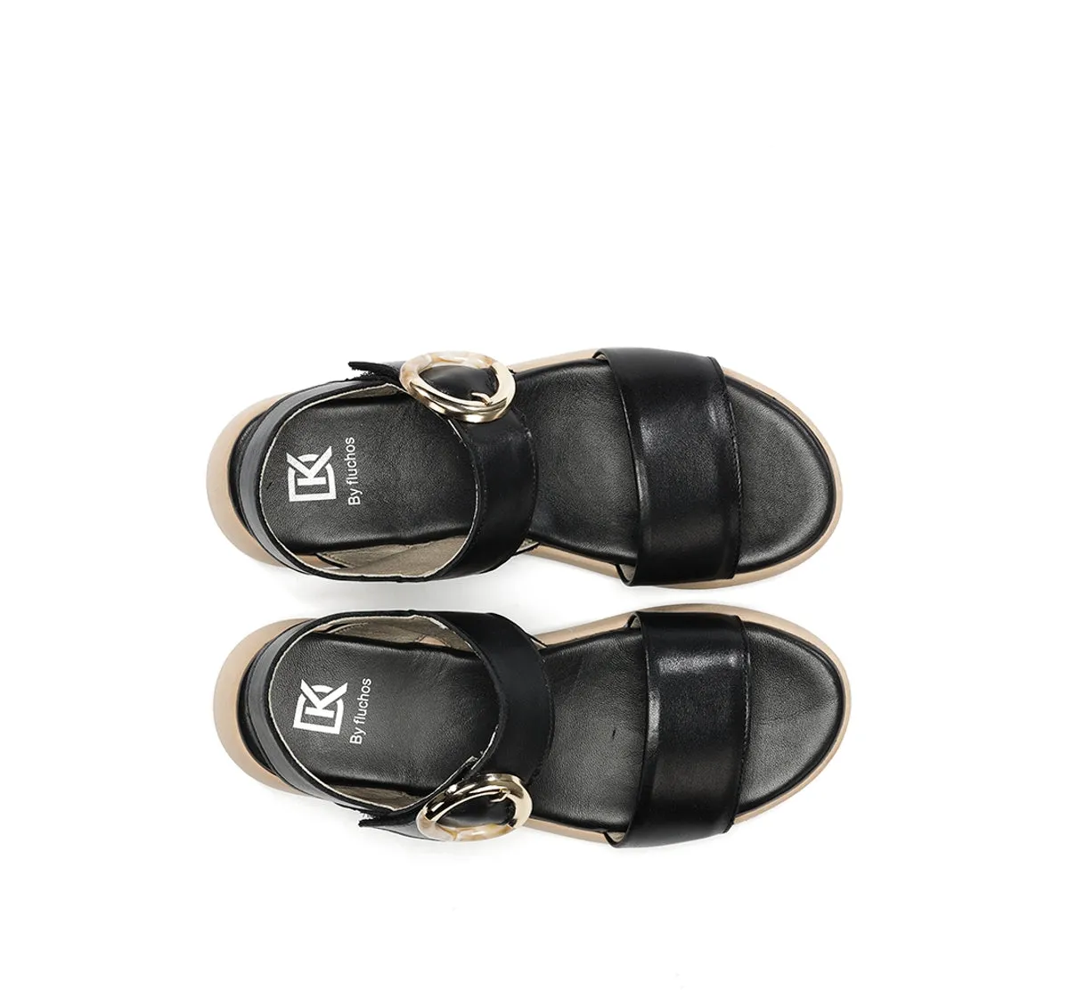 Fluchos Gandia D9468 Sandalo Donna Nero con Fibbia