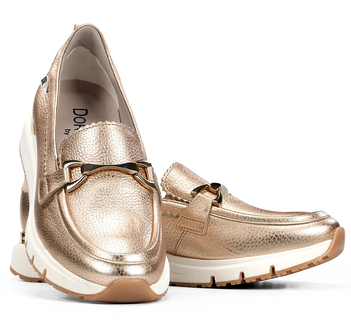 Fluchos Serena D9047 mocassini oro donna comodi