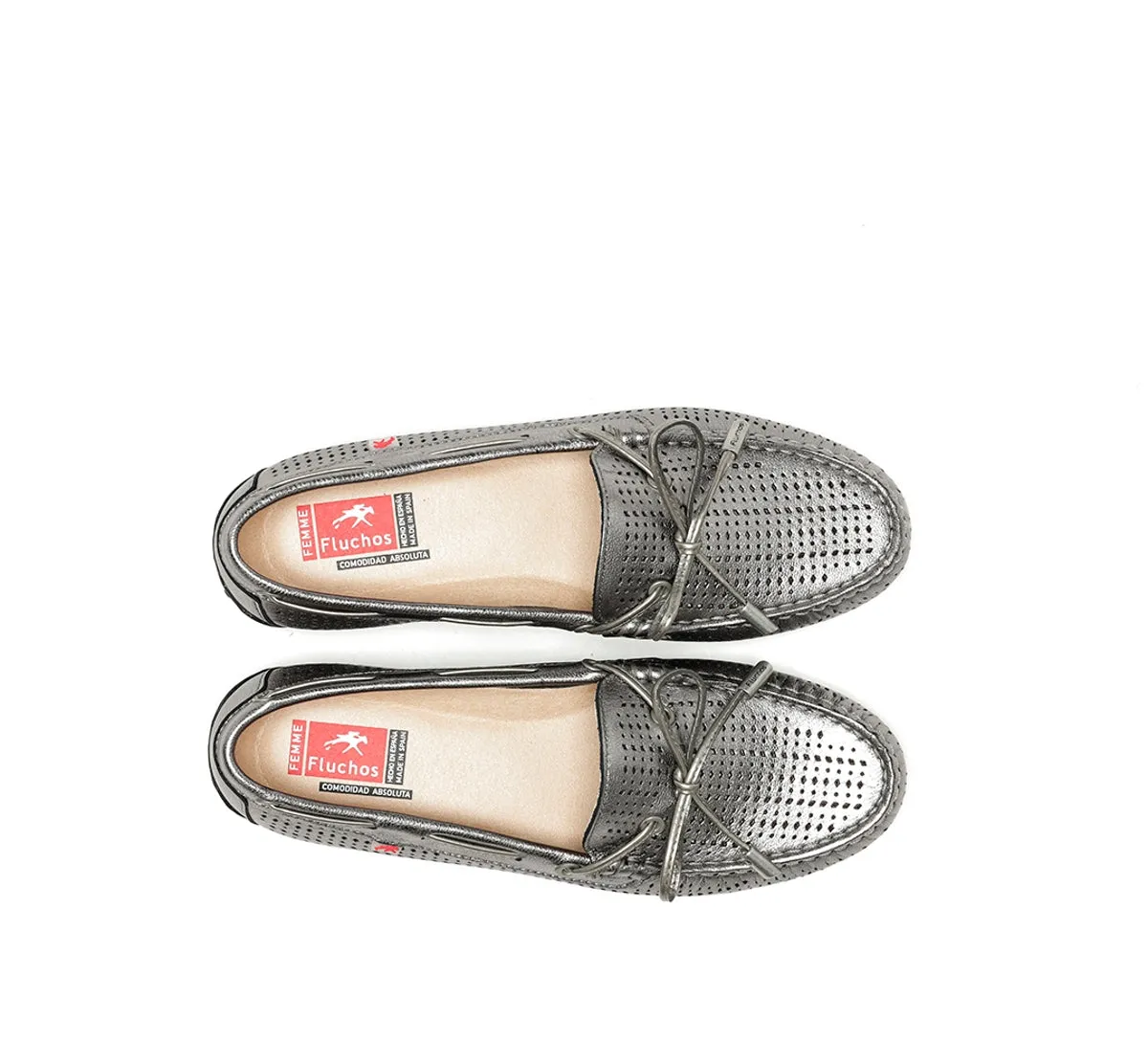 Fluchos Bruni F1428 mocassini donna argento pelle