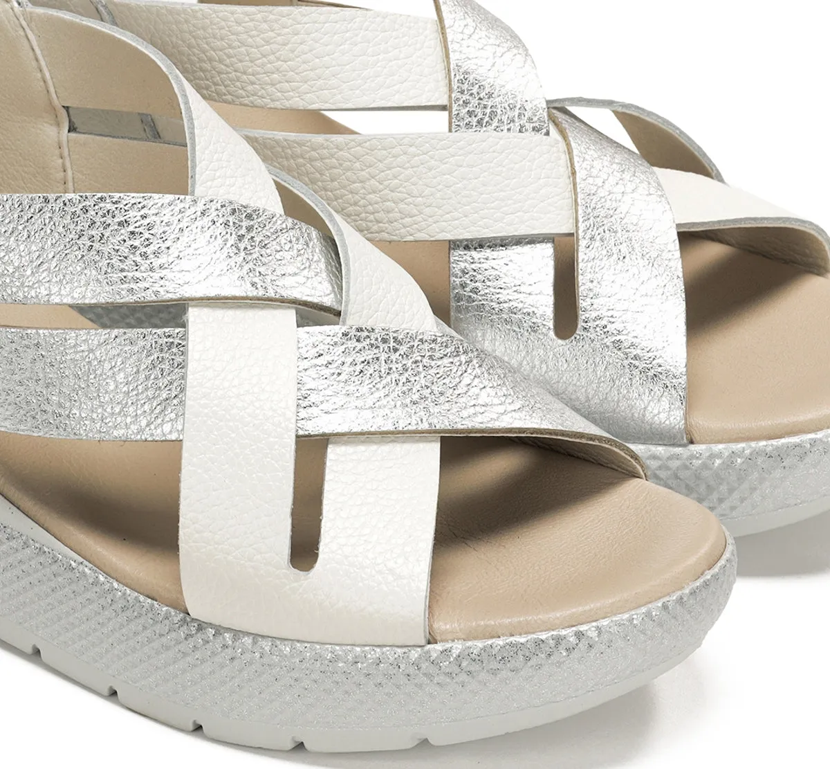 Fluchos Ever D9316 sandali donna argento con fibbia