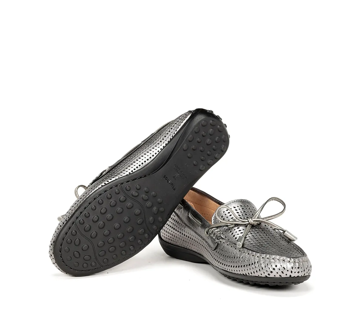 Fluchos Bruni F1428 mocassini donna argento pelle