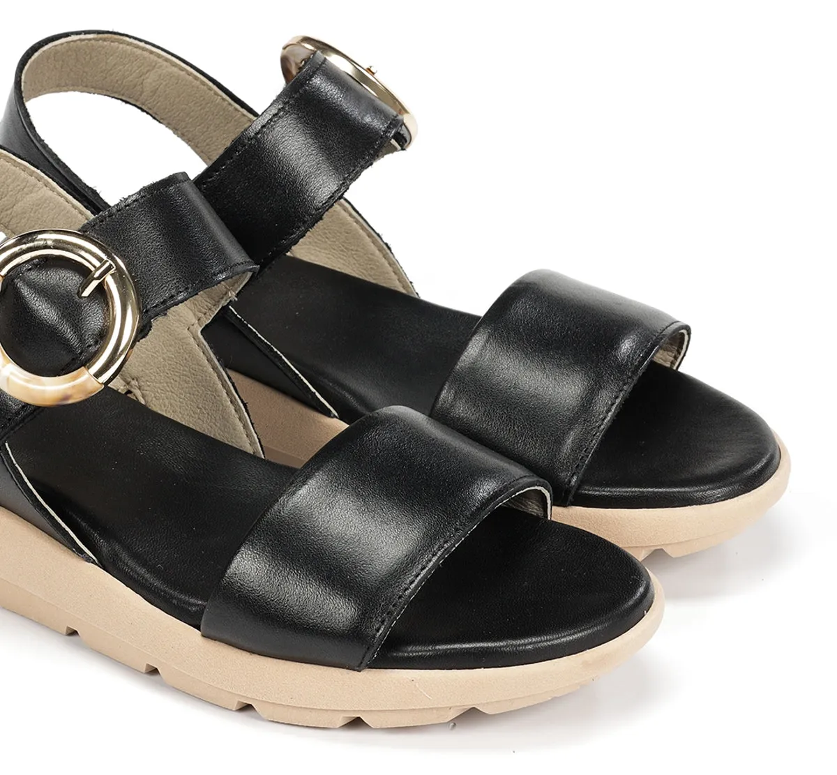 Fluchos Gandia D9468 Sandalo Donna Nero con Fibbia