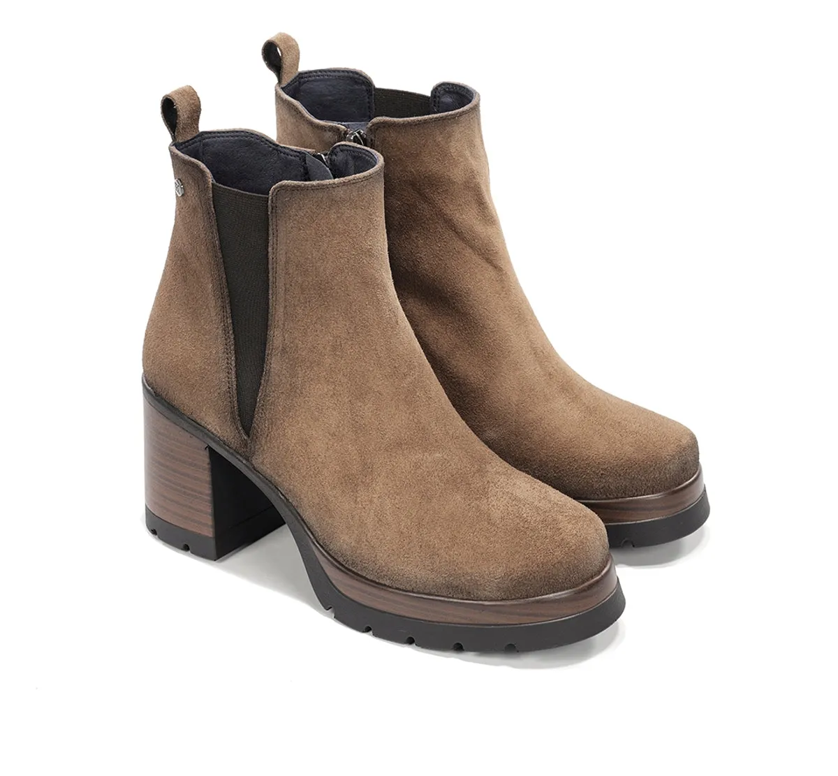Fluchos Safe D9414 tronchetto taupe tacco legno