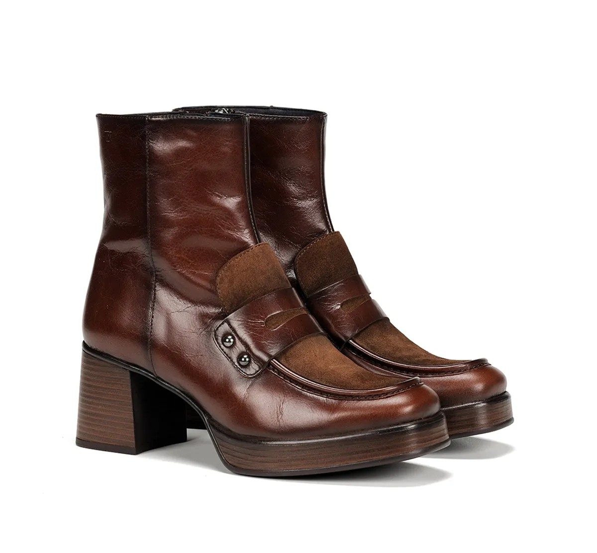 Fluchos Cristel D9158 tronchetti plateau marroni donna