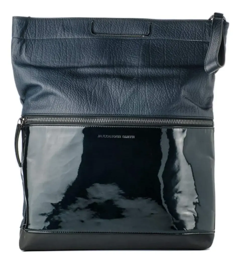Alexander Smith tracolla pelle bottalata e vernice 32 cm made in Italy