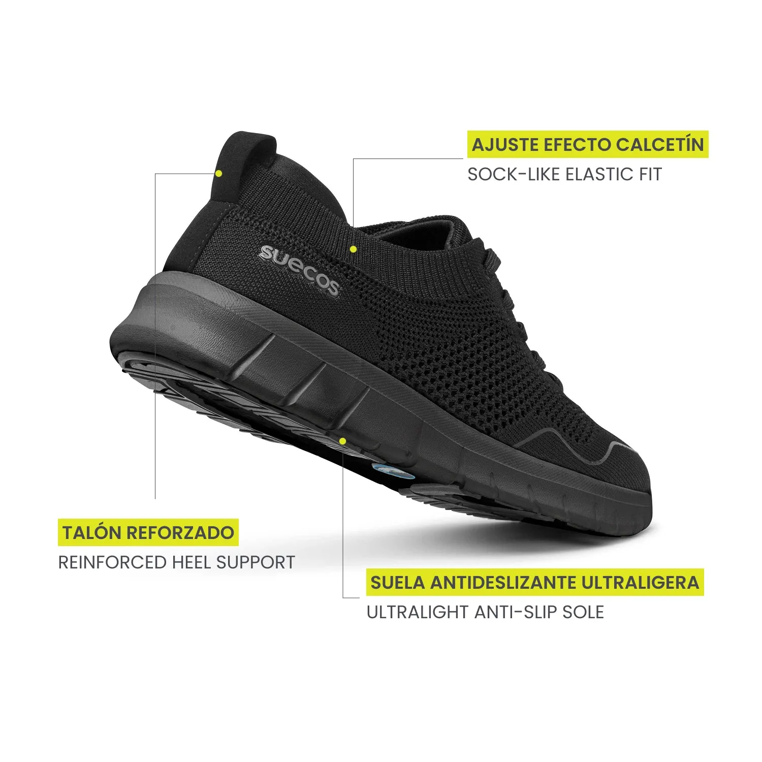 Suecos Lätt scarpe lavoro unisex nere in mesh
